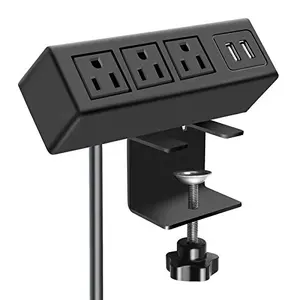 CCCEI desk clamp power strip with 3 AC outlets and 2 USB ports