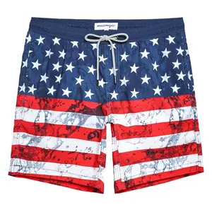 maamgic Men's Quick Dry USA Flag Swim Trunks with Mesh Lining