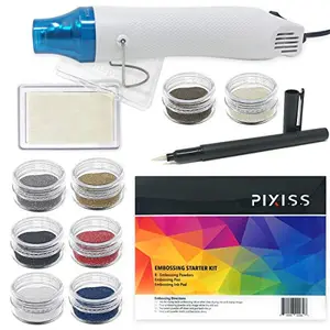 Pixiss embossing kit with heat tool, powders, pen, and ink pad for 1776 themed crafts