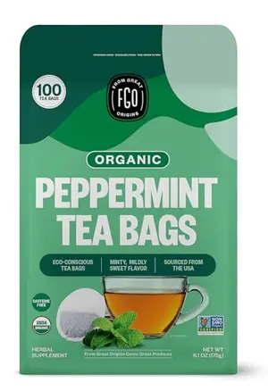 FGO Organic Peppermint Tea bag in kraft packaging