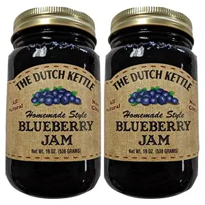 Two jars of The Dutch Kettle Blueberry Jam
