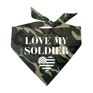Tees & Tails Love My Soldier dog bandana in camo