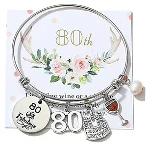 Miss Pink 80th birthday expandable charm bracelet