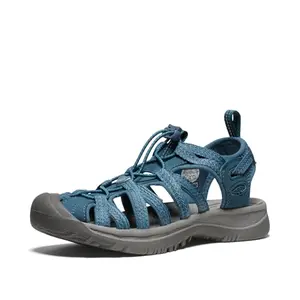 KEEN Women's Whisper sandal in smoke blue with bungee laces