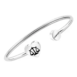 CENWA Stainless Steel Lawyer Bracelet with Scales of Justice Engraving