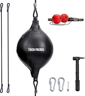 Black double end ball with headband reflex ball and pump