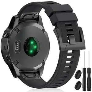 Black quickfit silicone replacement band for Garmin Fenix 6