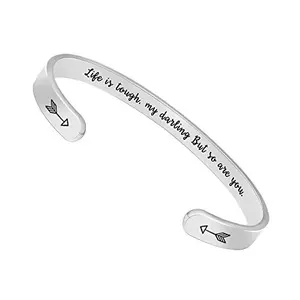 Silver bracelet with inspirational engraving