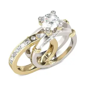 Jeulia rose gold interchangeable cubic zirconia wedding ring set