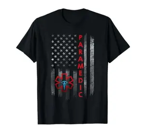 EMS paramedic American flag T-shirt gift for family