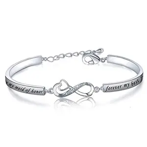 CENWA Maid of Honor Bracelet with cubic zirconia and engraved bar
