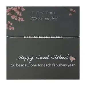 Sweet 16 sterling silver bolo bracelet with 16 beads