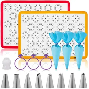 HOTPOP macaron baking kit with reusable silicone bags and mats