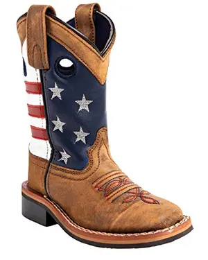 Cody James boys' USA flag western boot with broad square toe