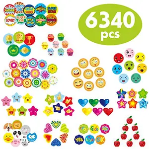 Assorted round reward stickers on perforated sheets