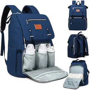 KeaBabies navy blue diaper bag backpack with flap pocket