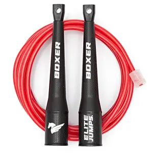 EliteSRS Boxer Jump Rope 3.0 with red PVC cable and ergonomic polymer handles