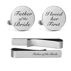 MUEEU 'I Loved Her First' father of the bride cufflinks and tie clip set