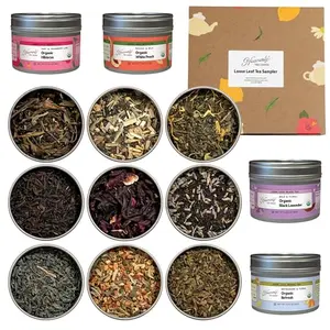 Heavenly Tea Leaves Organic Assorted Loose Leaf Tea Sampler Gift Box with 9 Teas