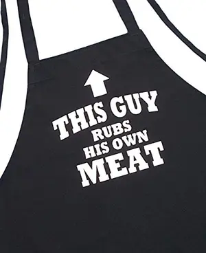 Black CoolAprons funny BBQ apron for men with long ties