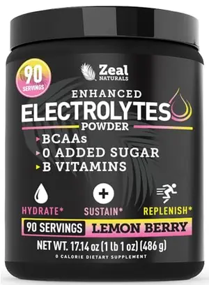 Zeal Naturals electrolyte powder lemon berry flavor