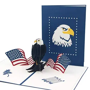 Ribbli handmade 3D pop up eagle card with American flag design