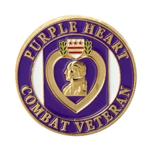 Artisan Owl wounded warrior purple heart combat vet lapel pin