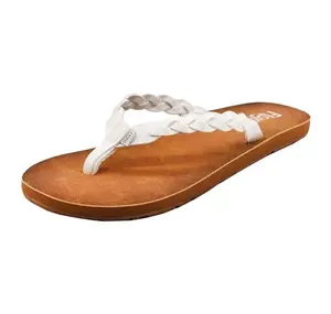 Flojos Navida sandals in white and tan with braided strap