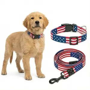UVONOKAY American flag nylon dog collar with buckle