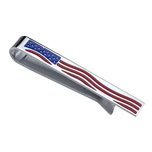 HAWSON US flag tie bar clip on a skinny tie