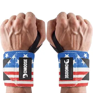 DMoose American III wrist wraps with stars and stripes pattern on white