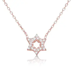 Rose gold petite Star of David pendant with pave cubic zirconia stones