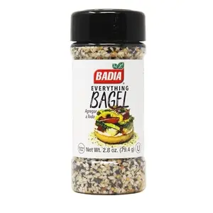 Badia Everything Bagel Seasoning Blend small bottle with yellow cap