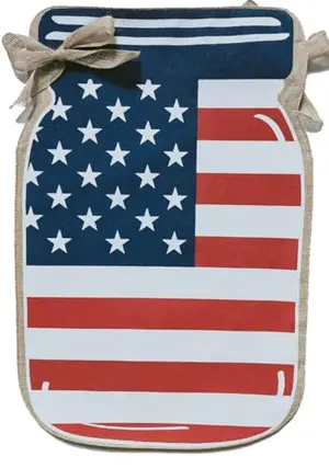 Briarwood Lane burlap mason jar USA garden flag with rustic texture on display