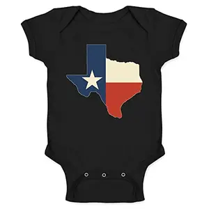 Black infant bodysuit with retro Texas flag and state map design
