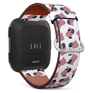 Q-Beans leather American flag band compatible with Fitbit Versa 2