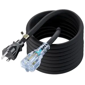 Plugrand 250V extension cord with indicator light on white background
