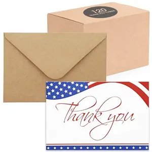 120 pack of American flag thank you cards by Pipilo Press