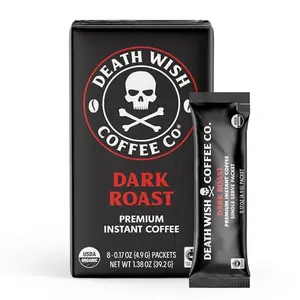 Box of Death Wish Coffee instant coffee packets