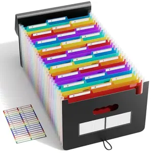 ABC life 26-Pocket Accordion File Folder in black with colorful tabs