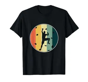 Retro Wall Climber T-Shirt with rock climbing and mountain design