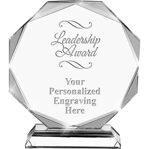 Leadership Crystal Award with octagon shape and custom engraving