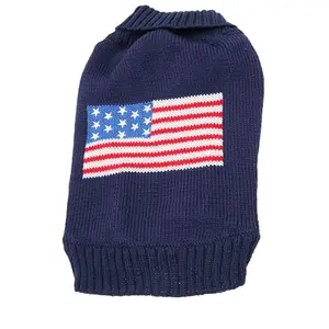 POPETPOP American Flag Dog Sweater in soft acrylic knit