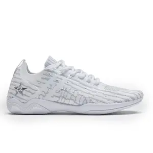 Rebel Athletic Revolt white cheer shoe with lace anchors and finger grooves