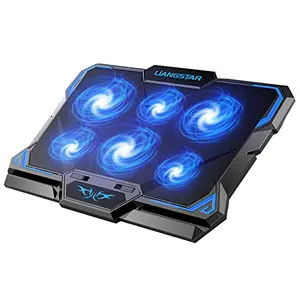 LIANGSTAR laptop cooling pad with six blue LED fans and adjustable height