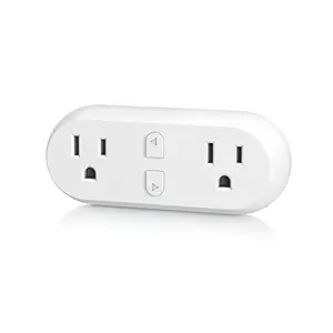 HBN Smart Plug 15A dual socket WiFi outlet in white, plug-in design