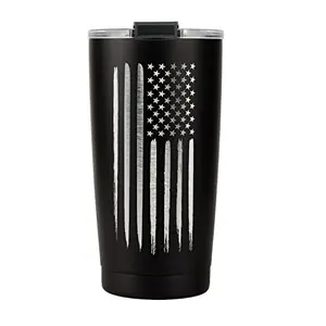 Military Gift Shop 20oz American flag tumbler, black matte stainless steel insulated for hot drinks