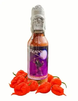 Wicked Reaper Reserve Silver Edition hot sauce bottle with skull wax seal