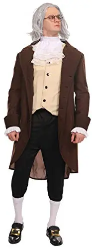 Maxim Party Supplies Benjamin Franklin costume with jacket, vest, pants, socks, and cravat