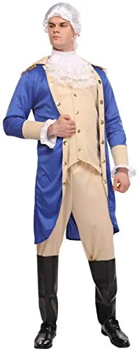Adult George Washington costume by Maxim Party Supplies with blue coat and cravat